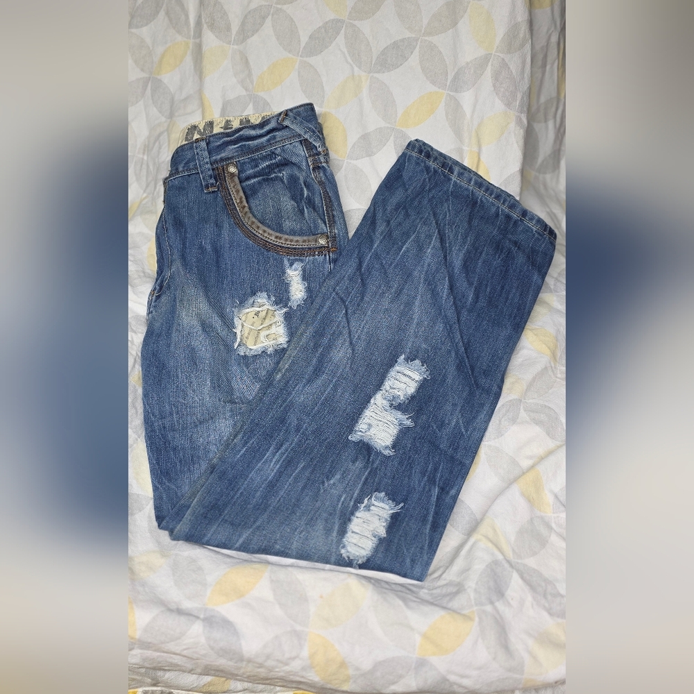 Vintage Do Denim Size 34-32 Distressed Bootcut Jeans